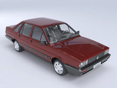 Classic Red Sedan Car With Shiny Body And White Wheels Design 3d model
