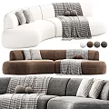 Modern Design Casual Sofa Set In Various Colors With Patterned Pillows And Textured Blankets 3d model