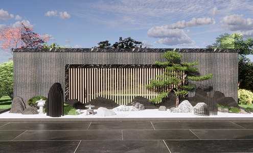 New Chinese style landscape sketch landscape wall 3d model