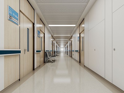 Modern aisle hospital corridor 3d model