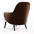 Modern Light Beige Single Sofa With Dark Brown Armrest Dark Legs And Fabric Upholstery