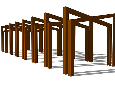 Wooden Pergola Design Featuring Multiple Frame Structures And Linear Shadow Patterns 3d model