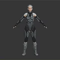 Futuristic Biomechanical Character With Cybernetic Armor And Metallic Full Body Suit