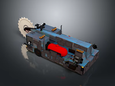 Industrial Style Lighting Combination With Metal Structures Red Accents And Gear Design Elements 3d model