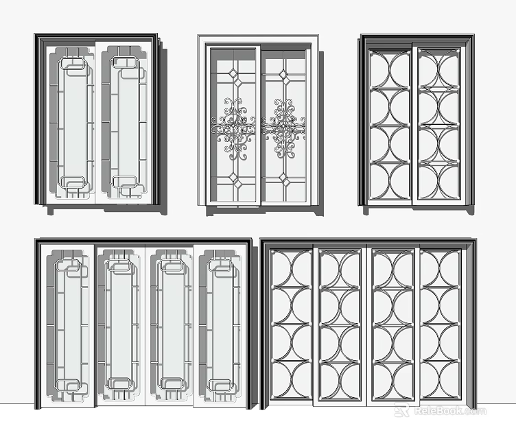 Sliding Doors with Various Decorative Patterns and Stylish Designs for Interior Spaces 3d model