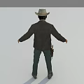 Man In Cowboy Hat And Western Outfit With Gun Holster And Open Arms