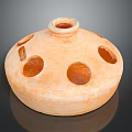 Traditional Handcrafted Orange Terracotta Vessel With Circular Holes And Top Opening