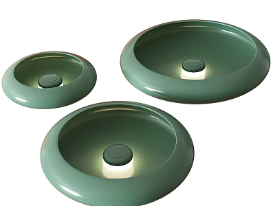 Modern Green Round Table Lamps With Illuminated Center And Sleek Design 3d model