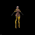 Futuristic Combat Character Design With Brown Torso Black Arm Guards And Yellow Leg Guards