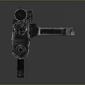 Futuristic Multi Barrel Weapon With Scope And Mechanical Black Metal Design