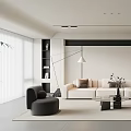 Modern Living And Dining Room Interior With Neutral Sofa Coffee Table And Decorative Vase