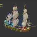 Retro sailing ship ancient ship ancient warship large ancient ship ancient warship 3d model