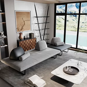 Living room sofa coffee table carpet decoration 3d model