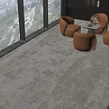 Modern Orange Round Leather Sofa Chairs With White Coffee Table Set In Living Room