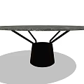 Modern Round Coffee Table With Marble Top And Cylindrical Black Base 3d model