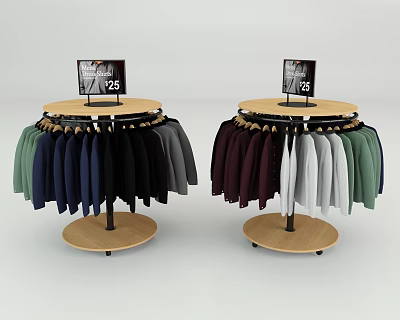 Round Clothing Display Racks With Hanging Garments And Top Price Tag 25 3d model