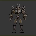 Fantasy Armored Creature With Intricate Metallic Armor Horns And Clawed Feet