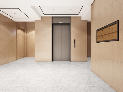 Modern elevator hall elevator aisle corridor public area characteristic office building elevator 3d model