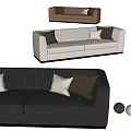 Multi-person Sofa Double Sofa Casual Sofa Simple Sofa Leather Sofa 3d model