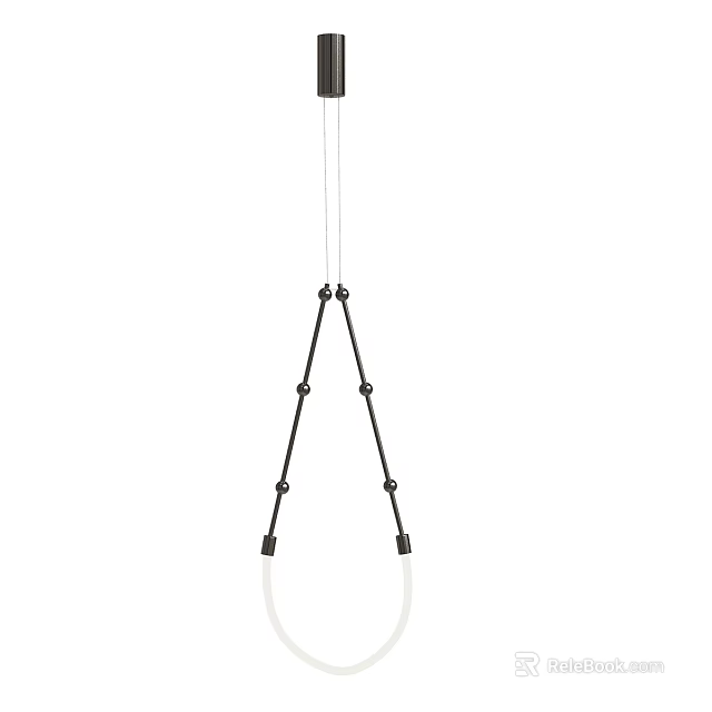Modern Geometric Chandelier With Black Metal Frame And White Pendant Design 3d model 