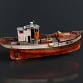Vintage Brown And White Tugboat Model With Cockpit Deck And ASSO Number