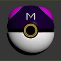 Purple Pink Ball Featuring White Letter M Red Button And White Base 3d model