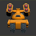 Orange Toy Military Tank with Dual Cannons Red Lights and Tracked Design