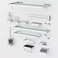Sleek Modern Bathroom Accessories Set Featuring Towel Rack Glass Shelf Soap Dish And Toothbrush Holder