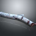 Natural Wood and Stone Log with White Red Spots and Detailed Textured Surface