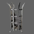 Vintage Agricultural Equipment With Metal Frame Spiked Top And Grid Design Base Supports