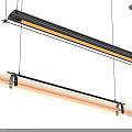 Modern Linear Hanging Chandeliers With Warm Light Transparent Shade And Black Frame 3d model