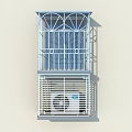 Architectural Component With Decorative Metal Railing And External Air Conditioner Unit