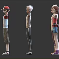 Multiple Anime Style Characters in Various Outfits Standing with Arms Outstretched