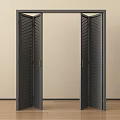 Modern Black Louvered Folding Door for Interior Space with Wooden Floor