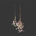 Hanging Living Decor Pieces With Purple Flowers And Gold Decorative Accents Set Of Four