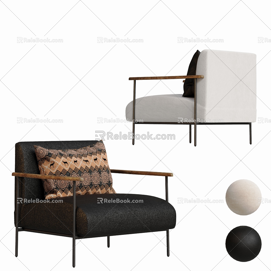 Modern casual metal frame fabric chair 3d model