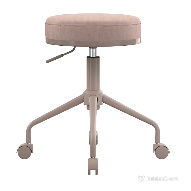 Adjustable Office Chair With Upholstered Seat And Rolling Wheels On Metal Base 3d model 