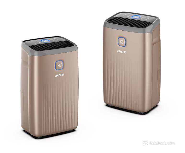Home Use Air Purifiers With OWO Golden Sleek Body And Digital 3d model 