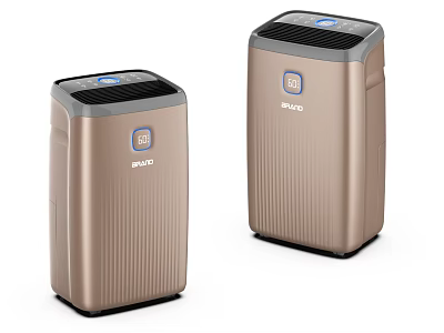Home Use Air Purifiers With OWO Golden Sleek Body And Digital 3d model