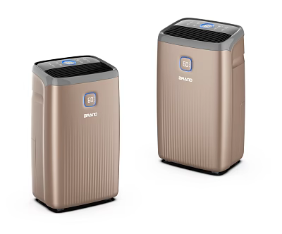Home Use Air Purifiers With OWO Golden Sleek Body And Digital 3d model