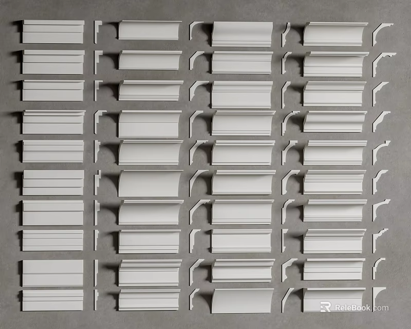 Various Gypsum Cornice Styles for Interior Architectural Decoration Trim 3d model 