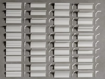 Various Gypsum Cornice Styles for Interior Architectural Decoration Trim 3d model
