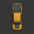 Yellow Modern Pickup Truck With Black Accents Large Tires And Reflective Surface