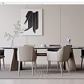 Modern Dining Table and Chair Combination Dining Table and Chair 3d model