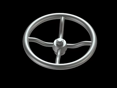 Silver Metal Handwheel With Spokes And Central Nut For Mechanical Applications 3d model