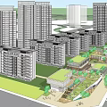 Modern High Rise And Low Rise Residential Buildings With Greenery And Blue Sky