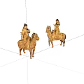 Elegant Golden Horseback Figures Decorative Statues With Fine Craftsmanship