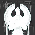 Fantasy Mythical Creature With Golden Wings Black Body White Torso And Purple Gems