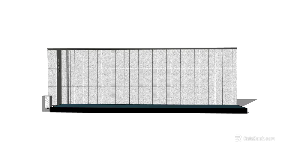 Modern Feature Wall Design With Glass Panel Grid And Base Platform 3d model 