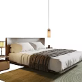 Cozy Double Bed With Dark Headboard White Bedding Nightstands Table Lamp And Brown Rug